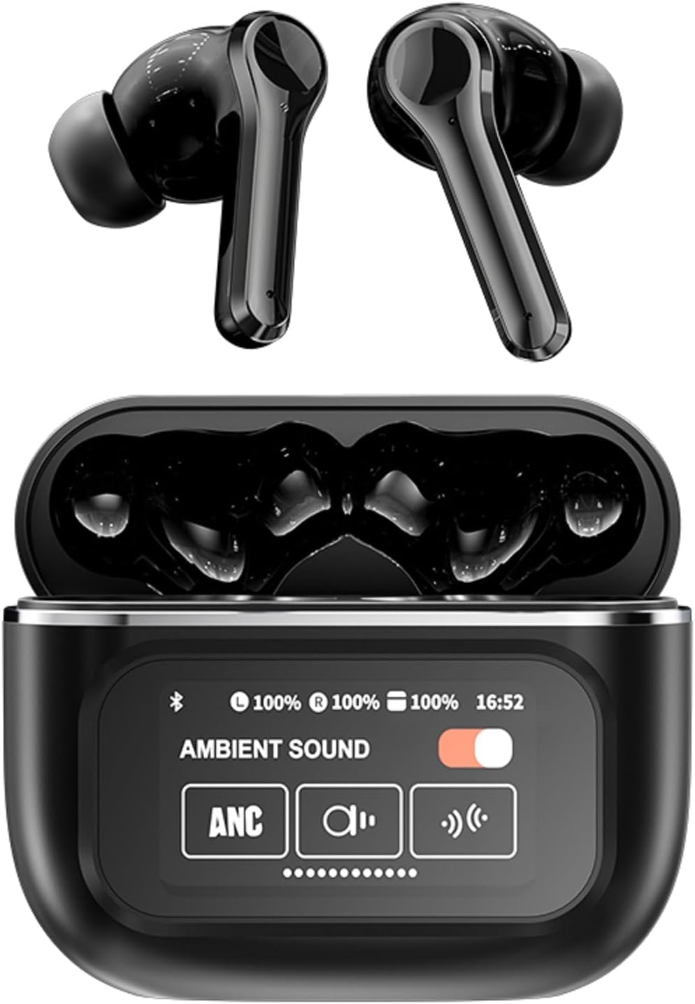 30PCS Bluetooth Earbuds with Touch Screen Case – ANC/ENC Wireless Earphones (Black Only)