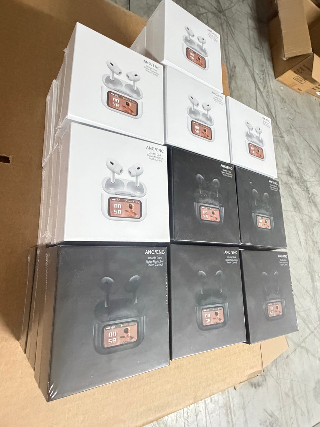 30PCS Bluetooth Earbuds with Touch Screen Case – ANC/ENC Wireless (15 White + 15 Black Mixed)