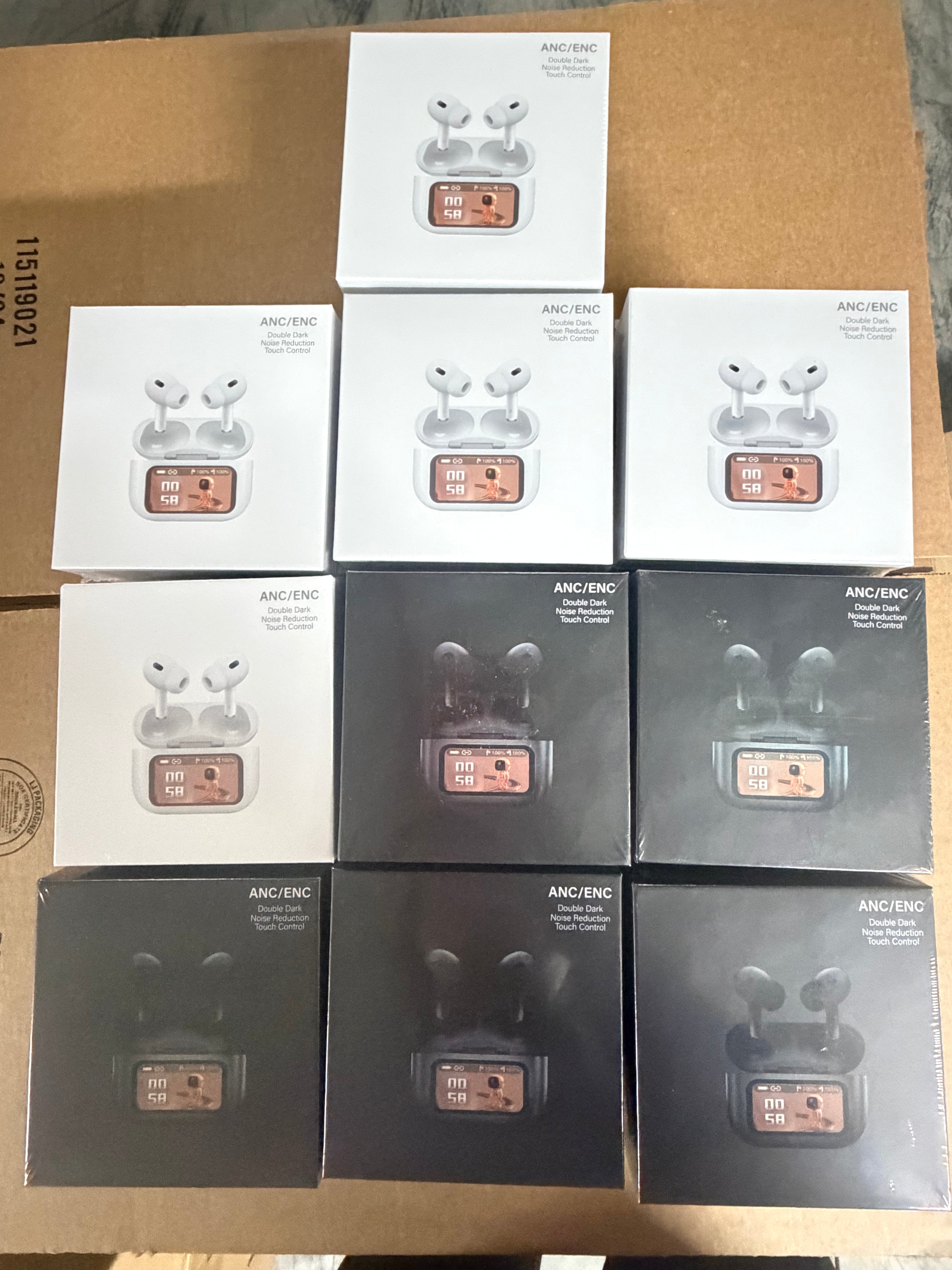 30PCS Bluetooth Earbuds with Touch Screen Case – ANC/ENC Wireless (15 White + 15 Black Mixed)